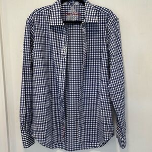 Robert Graham Shirt Classic Fit Blue & White Long Sleeved Men's Size Lar…